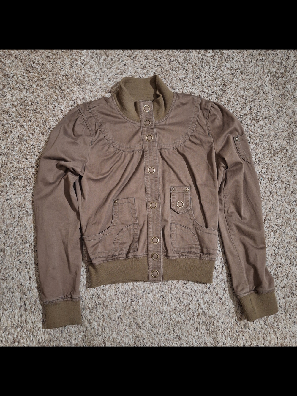 Tulle by Anthropologie Y2K Brown Utility Bomber Jacket Size L